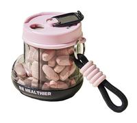 MURRI&MURRDI Organizador portátil de botellas de píldoras, bonito dispensador de pastillas con 4 compartimentos, organizador de pastillas de viaje con diseño antimezcla y aberturas anchas, recipiente