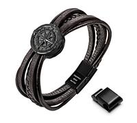 murtoo Pulseras para hombre, guía de brújula, pulseras de cuero trenzado para hombre, cierre magnético, 7.5/8.5/9.2 pulgadas, regalo para marido, novio, padre, 8.5 Inch, Cuero