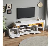 MURUL Armario para TV de 192 x 37 x 53 cm, con 3 armarios, soporte para TV y mueble con LED, alto brillo y mesa para televisión, tablero y cómoda, adecuado para televisores de 85 pulgadas, color