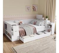 MURUL Lit Enfant Multifonctionnel 90 x 190 cm, con tiroirs y Espace de Rangement, matelas Non inclus, blanco