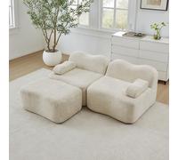 MURUL Sofá modular Boneless de 2 plazas en forma de L con 1 otomana, cojín de apoyabrazos móvil, para salón o apartamento, no requiere montaje, color beige