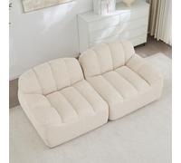 MURUL Sofá modular de 2 plazas, diseño de concha, cojín profundo para salón, apartamento, no requiere montaje, color beige y blanco