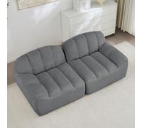 MURUL Sofá modular de 2 plazas, diseño de concha, para salón o apartamento, no requiere montaje, color gris