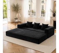 MURUL Sofá modular de chenilla con bloque de felpilla, muy suave, se puede combinar libremente con bolsillos laterales para almacenamiento, base antideslizante, para sala de estar, zona de juegos