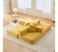 MURUL Sofá modular de chenilla con bloque de felpilla, muy suave, se puede combinar libremente con bolsillos laterales para almacenamiento, base antideslizante, para sala de estar, zona de juegos