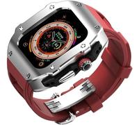 MURVE Caja de reloj de acero inoxidable, correa de goma de flúor, para Apple Watch Ultra 8 2 49 mm, kit de correa de silicona para hombre, accesorios de repuesto para iWatch de 49 mm, For 49mm, Ágata