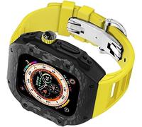 MURVE Caja de reloj de fibra de carbono + correa de goma para reloj, kit de repuesto para Apple Watch SE 8/7/6/5/4, caja de reloj de acero inoxidable de 49 mm, hebilla de titanio, kit de repuesto,