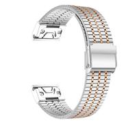 MURVE Correa de acero inoxidable de ajuste rápido para reloj Garmin Fenix 6 7 Pro 5 Plus 5s 6s 7s Sin espacios 26 mm 22 mm 3HR 945 Correa de reloj con banda de metal con extremo curvado(Silver RG,22