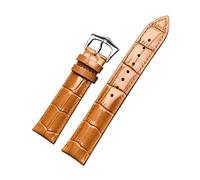 MURVE Correa de cuero 12/13/14/15/16/17/18/19/20/21/22/23/24/26mm correa de reloj hombres mujeres piel de becerro hebilla de acero pulsera pulsera correas de reloj(Light brown,15mm)