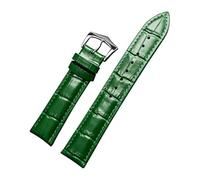 MURVE Correa de cuero 12/13/14/15/16/17/18/19/20/21/22/23/24/26mm correa de reloj hombres mujeres piel de becerro hebilla de acero pulsera pulsera correas de reloj(Green,18mm)