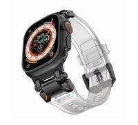 MURVE Correa de goma suave para Apple Watch Ultra 2 1 Band 49mm 45mm 44mm 42mm S10 46mm Pulsera de goma de lujo para IWatch Series 9 8 7 6 SE 5 Accesorios Correas de reloj(Black Tran,42/44/45/49mm)