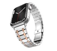 MURVE Correa de Metal de lujo para Apple Watch, pulsera de acero inoxidable de 45mm, 41mm, 44mm, 42mm y 46mm para iWatch Series 10, 9, 8, 7, Ultra2, 49mm(Silver Rose Gold,38/40/41mm)