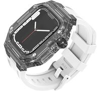 MURVE Correa de reloj de goma + kit de modificación de caja de reloj transparente, para Apple Watch 8, 7, 6, SE, 5, 4, 45 mm, 44 mm, 41 mm, 40 mm, correa de repuesto actualizada, 44MM, Ágata