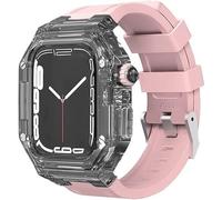 MURVE Correa de repuesto de goma transparente de 40/41/44/45 mm, para Apple Watch Band 8, 7, 6, 5, 4, correa de muñeca militar para hombre, funda de parachoques de PC, accesorios deportivos, 45mm,