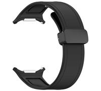 MURVE Correa de silicona de cuero para Samsung Watch 7 Banda de relojes de bucle de hebilla magnética de ultra banda para relojes Galaxy Watch 7 47 mm Watchs(Black)