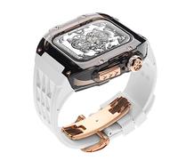MURVE Funda de reloj transparente de lujo y correa de reloj, para Apple Watch 8, 7, 6, 5, 4 SE, 44 mm, 45 mm, correa de silicona para reloj deportivo, correa de goma con herramienta, 44MM, Ágata