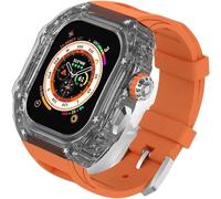 MURVE Glacier RM Mod Kit + correa de caucho fluorado, para Apple Watch Ultra 8 7 6 5 4 SE 45 mm, 44 mm, 49 mm, bisel de lujo transparente modificado + correa deportiva de goma, For 45mm, Ágata
