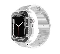 MURVE Kit de moda de lujo de 44 mm para Apple Watch Band 8 7 45 mm funda de ajuste de metal para iWatch Series 6 SE 5 4 correa de silicona funda de acero refit set, 44mm For 6/5/4/SE, Ágata