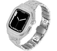 MURVE Kit de modificación de correa de reloj de lujo, para Apple Watch 8, 7, 6, SE, 5, 4, 45 mm, 44 mm, correa de acero con caja de reloj de diamante, correa de acero a la moda, 44mm, Ágata