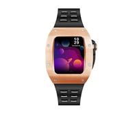 MURVE Kit de modificación para Apple Watch 8 7 caso de acero inoxidable para iWatch Serie 8 7 6 5 4 44mm 45mm goma banda metal Beze Accesorios, 44MM, Ágata
