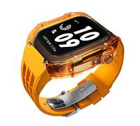 MURVE Kit de modificación transparente de 45 mm y 44 mm, para Apple Watch, correa de caucho fluorado, kit de modificación de lujo, para iWatch serie 8/7/6/5/4/SE, 45mm, Ágata