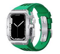 MURVE Para Apple Watch Band Series 8, 7, SE, 6, 5, 4, 44 mm, 45 mm, kit de modificación de lujo, correa de caucho fluorado, carcasa de aleación de titanio, kit de modificación de bricolaje, 44mm,