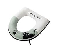 MURYE Almohadilla de asiento de inodoro de franela con temática de gato, protector de invierno, suave, instalación rápida, decoración familiar cálida para el invierno