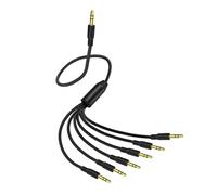 MURYE Cable de extensión de sonido de 50 cm de largo, 3,5 mm, 1 en 6 salidas, para 6 dispositivos sin retraso ni ruido, para teléfonos y computadoras portátiles