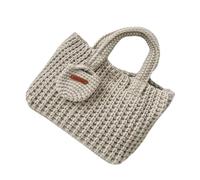 MURYE Elegante bolsa tejida a mano de hilo de ganchillo de gran capacidad, elegante bolsa de punto, adecuada para personas de moda, bolsa de mujer de moda, beige, One Size
