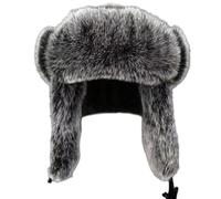 MURYE Gorro de trampero con forro peludo con orejeras, resistente al viento, para invierno, esquí, orejeras gruesas para mujeres y hombres, patinaje grueso, Negro, 3XS-3XL