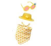 MURYE Juego de gafas decorativas para cubrir la cabeza y bufanda para el cuello con temática de plumas para decorar tu jardín, juego de decoración impermeable para pájaros