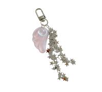 MURYE Llavero de aleación acrílica de moda con detalle de estrella de ala de ángel, ideal para bolsos, llaves o decoración de teléfono, llavero de ensueño, a, Talla única