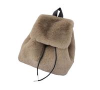 MURYE Mochila peluda de felpa de color mullido con cordón y fundas de solapa para invierno cómodo bolso de felpa, Brown