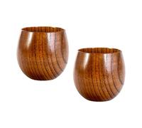 MURYE Paquete de 2 tazas de madera Bucolic Styles con parte delantera lisa y construcción resistente, perfectas para bebidas frías y calientes en la cocina o espacio de estar taza japonesa