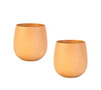 MURYE Paquete de 2 tazas de madera Bucolic Styles con parte delantera lisa y construcción resistente, perfectas para bebidas frías y calientes en la cocina o espacio de estar taza japonesa