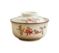 MURYE Tazón de sopa cubierto de cerámica de alta calidad con tapa, apto para microondas, horno y fideos ramen para comer en cualquier entorno. Cuenco cubierto