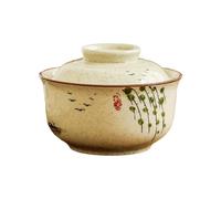 MURYE Tazón de sopa cubierto de cerámica de alta calidad con tapa, apto para microondas, horno y fideos ramen para comer en cualquier entorno. Cuenco cubierto