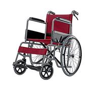 muRzAnsi Silla de Ruedas Plegable Ligera for Mayores,Asiento 41 cm Freno Manual Reposabrazos fijos y Reposapiés abatibles, Silla de Ruedas minusvalidos,ortopedia (Color : Red)