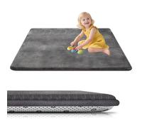Murzoeky Alfombra Bebe Acolchada Plegable, Colchoneta Bebe Suelo Lavable para Parque Infantil, 80 x 100 cm Gris Oscuro Tapete Antideslizante para Gateo y Juegos de Bebés, Niños, Alfombra de salón