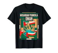 Musandam Península Omán Bandera Fiordos Montañas Arte Retro Camiseta