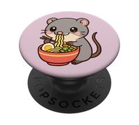 Musaraña de Agua Japonesa Comiendo Fideos Ramen Kawaii Lindo Divertido PopSockets PopGrip Adhesivo
