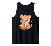 Musaraña Sado Comiendo Fideos Ramen Kawaii Lindo Divertido Camiseta sin Mangas