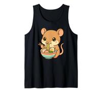 Musaraña sintoísta Comiendo Fideos Ramen Kawaii Lindo Divertido Camiseta sin Mangas