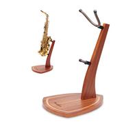 Musbeat - Soporte para saxofón de madera con base pesada hecha a mano, soporte de regalo para saxofón con 2 yugos de silicona suave para saxofón alto tenor, soporte de piso de madera de caoba para