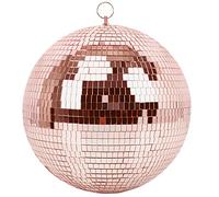 Muscab Bola de espejo para discoteca, DJ, club, fiesta, boda, decoración del hogar, bola de discoteca de 12 pulgadas con anillo para colgar, oro rosa