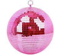 Muscab Bola de espejo para discoteca, DJ, club, fiesta, boda, decoración del hogar, bola de discoteca de 12 pulgadas con anillo para colgar, rosa