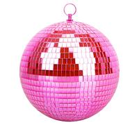 Muscab - Bola de espejo para discoteca, DJ, club, fiesta, boda, decoración del hogar, bola de discoteca de 8 pulgadas con anillo para colgar, color rosa