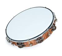 MUSCELL Pandereta para adultos, tambor de panderetas de plástico de mano, instrumento musical de doble fila, 10 pulgadas