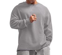 Muscle Alive Hombres Básico Manga Larga Gofre Sudaderas Camisa de Entrenamiento Ajuste Holgado Ejercicio Pull-Over Camisa de Cuello Redondo Color Gris XXL