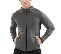 Muscle Alive Hombres Cremallera Corriendo Sudaderas con Capucha Deporte Chaquetas Aptitud Gimnasio Camisa Deportes Parte Superior Gris L